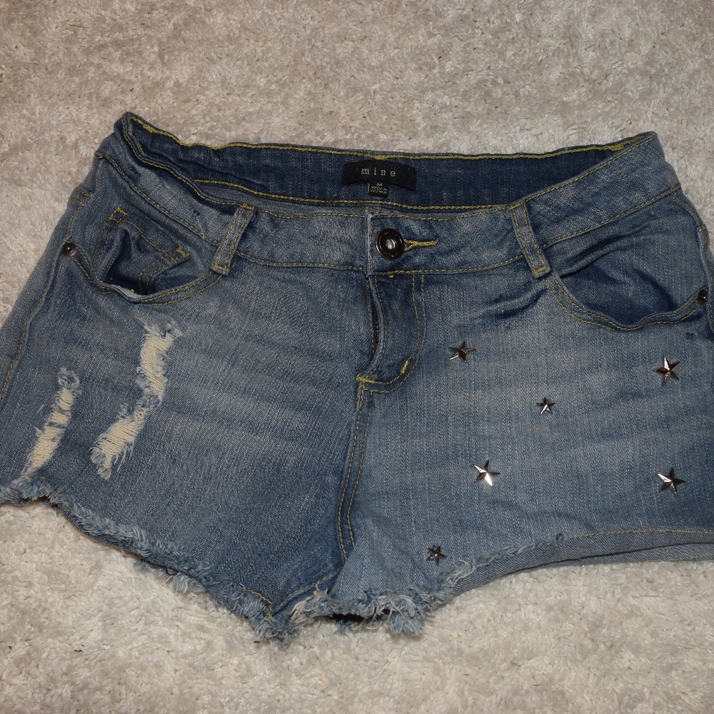 Mine Star Studded Denim Shorts